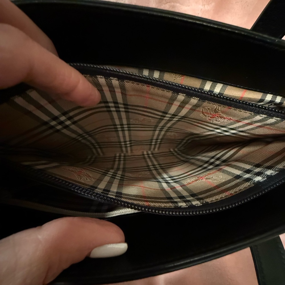 Burberry Black and Check Leather Handbag - Picture 7 of 9